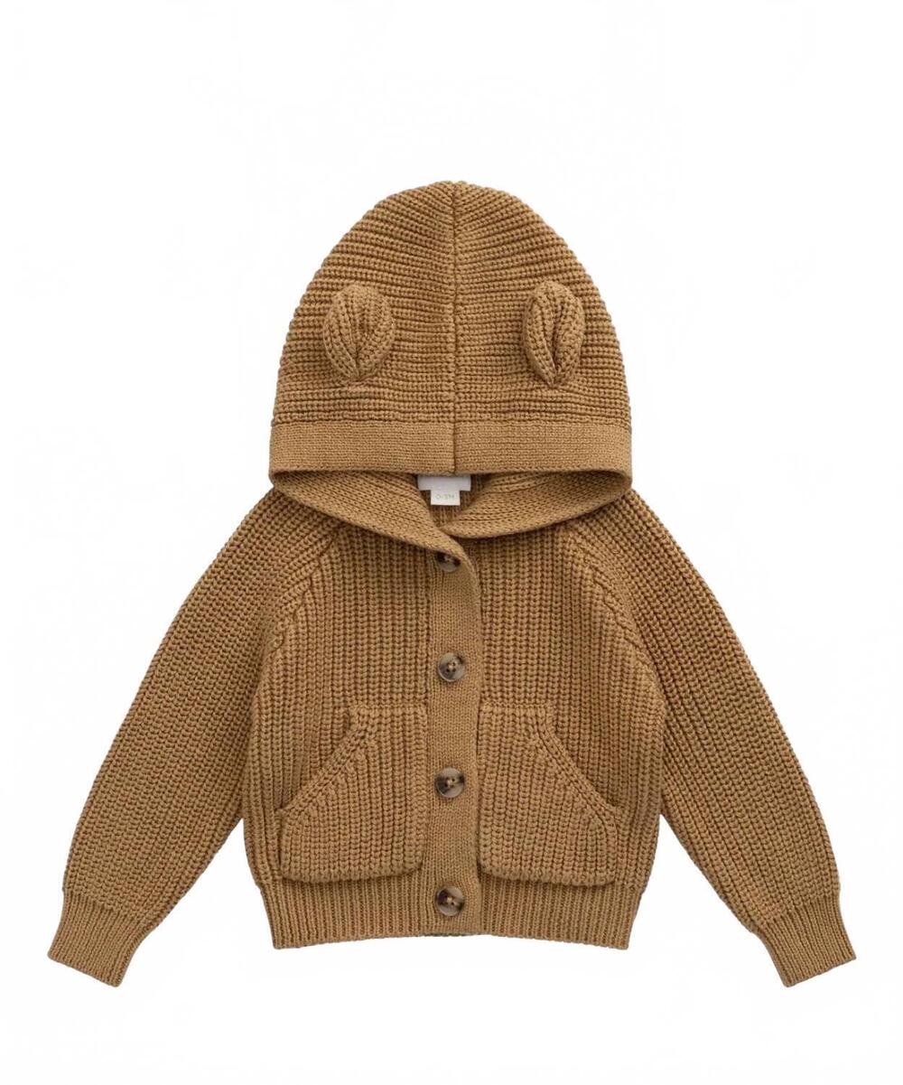 NEW JAMIE KAY boys bear sweater in tawny brown